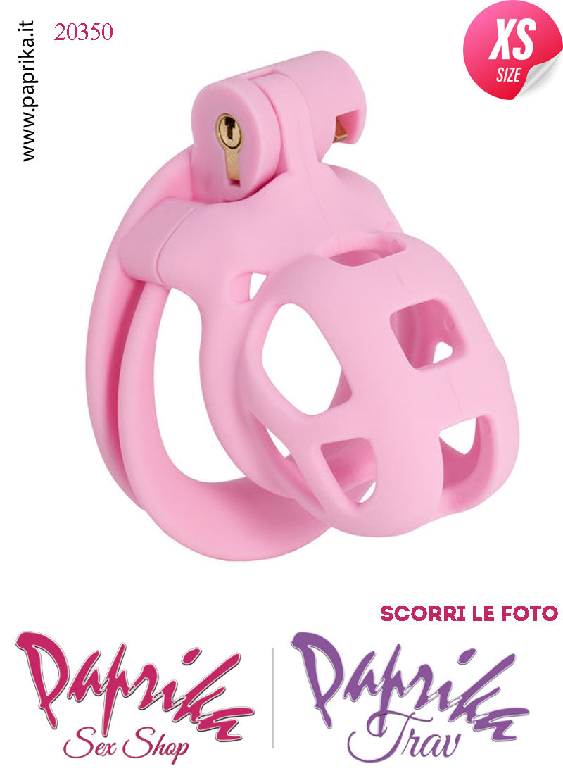 Cintura Di Castità Maschile ExtraSmall Rosa Chastity Cage Abs 4 Anelli