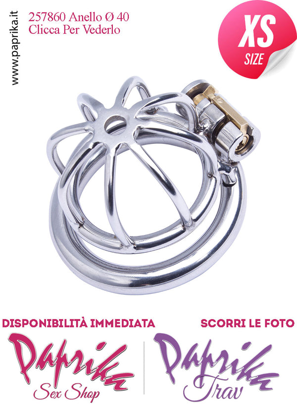 Cintura Di Castità Extra Small Anello Ø 40 Chastity Cage Gabbietta Maschile Acciaio
