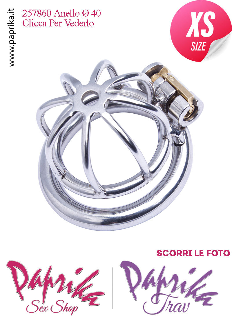 Cintura Di Castità Extra Small Anello Ø 40 Chastity Cage Gabbietta Maschile Acciaio