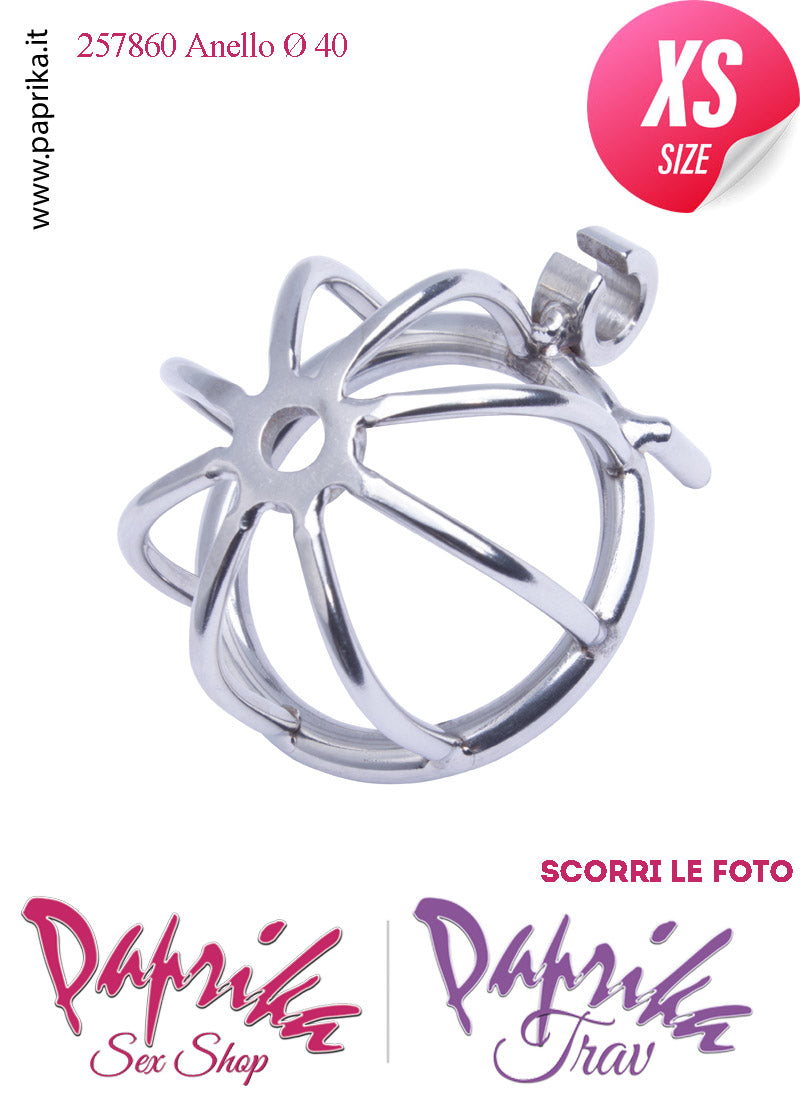 Cintura Di Castità Extra Small Anello Ø 40 Chastity Cage Gabbietta Maschile Acciaio