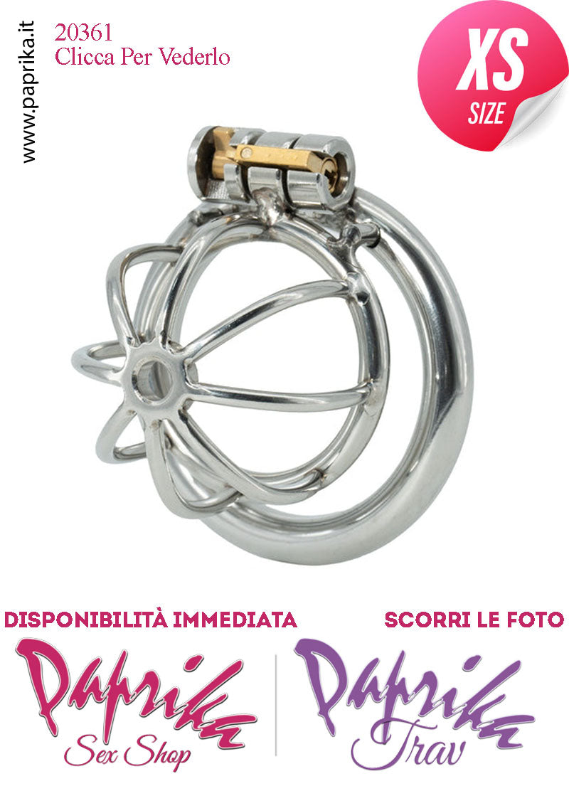 Cintura Di Castità Extra Small 3 Anelli Ø 40/45/50 Gabbietta Maschile Acciaio