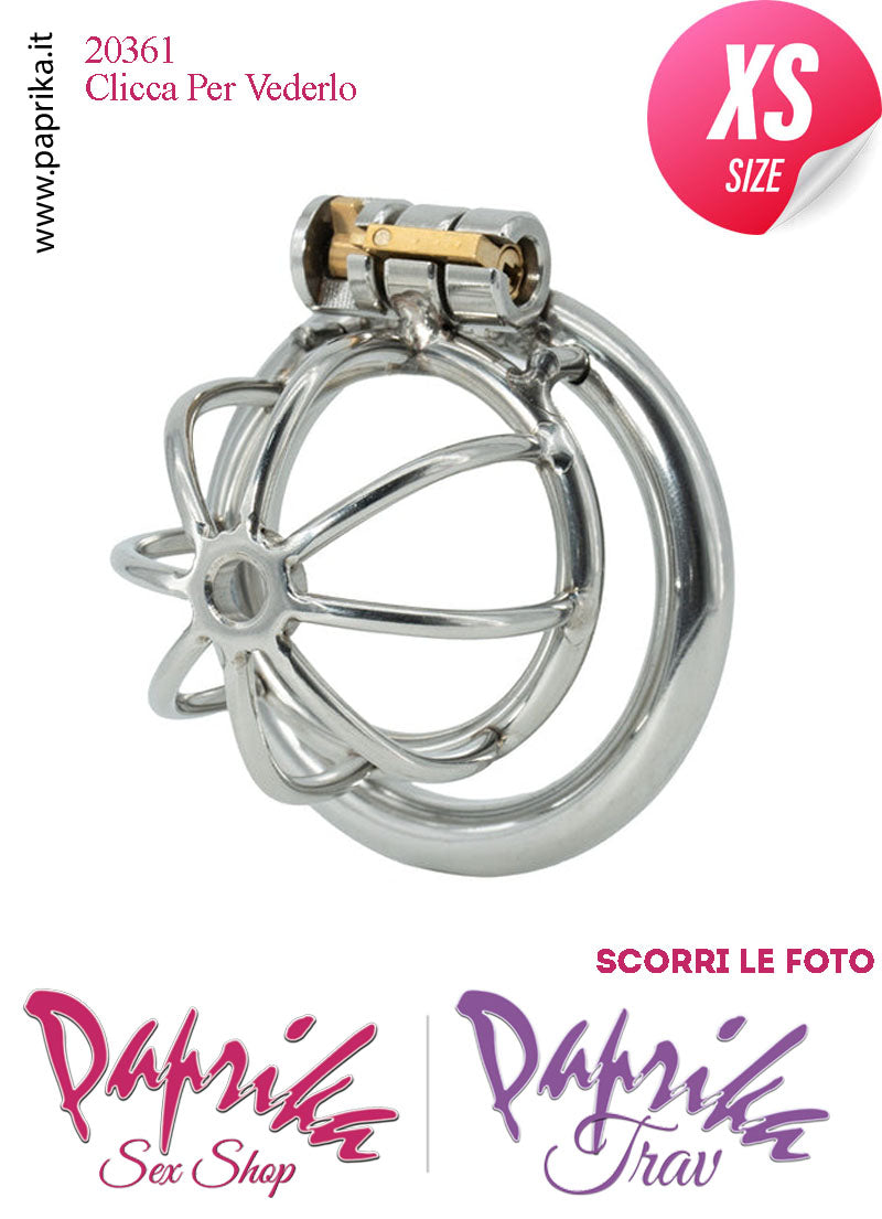 Cintura Di Castità Extra Small 3 Anelli Ø 40/45/50 Gabbietta Maschile Acciaio