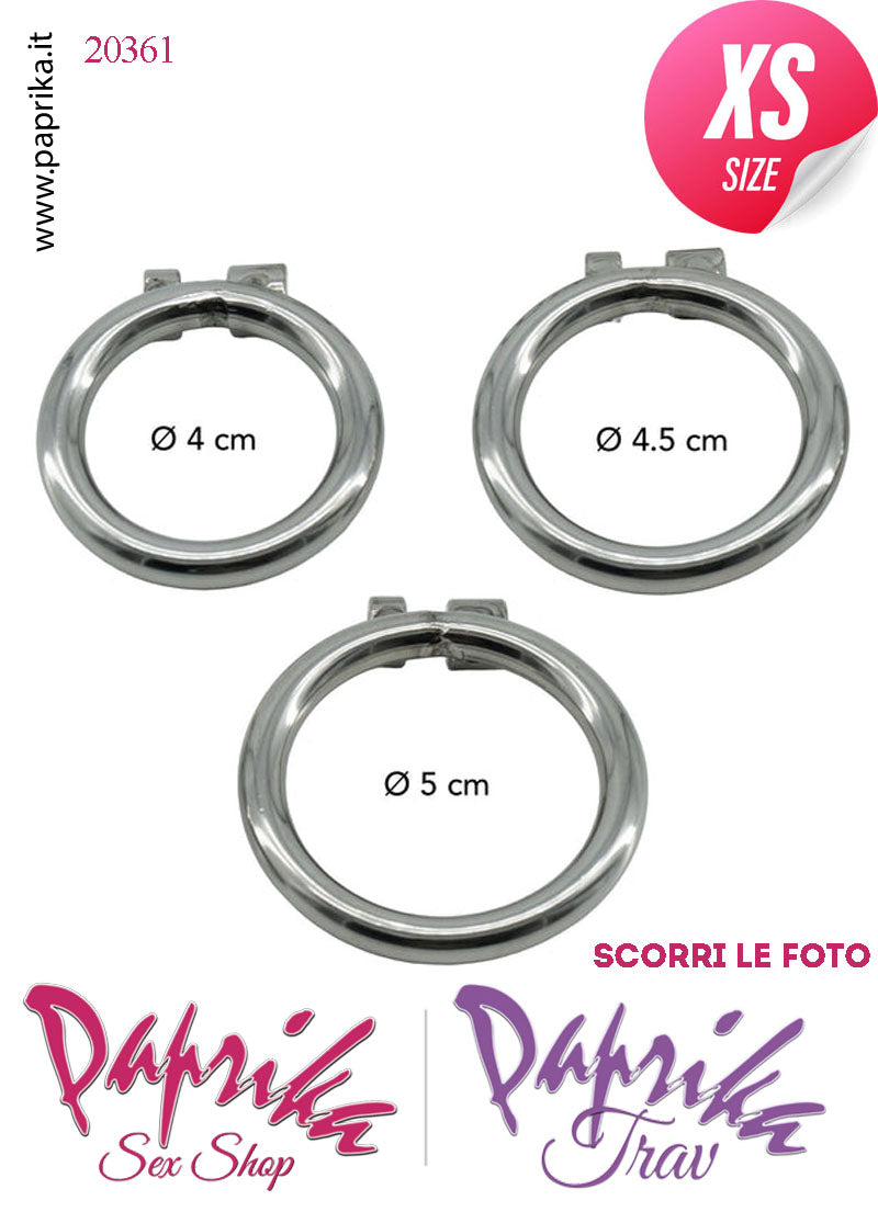 Cintura Di Castità Extra Small 3 Anelli Ø 40/45/50 Gabbietta Maschile Acciaio