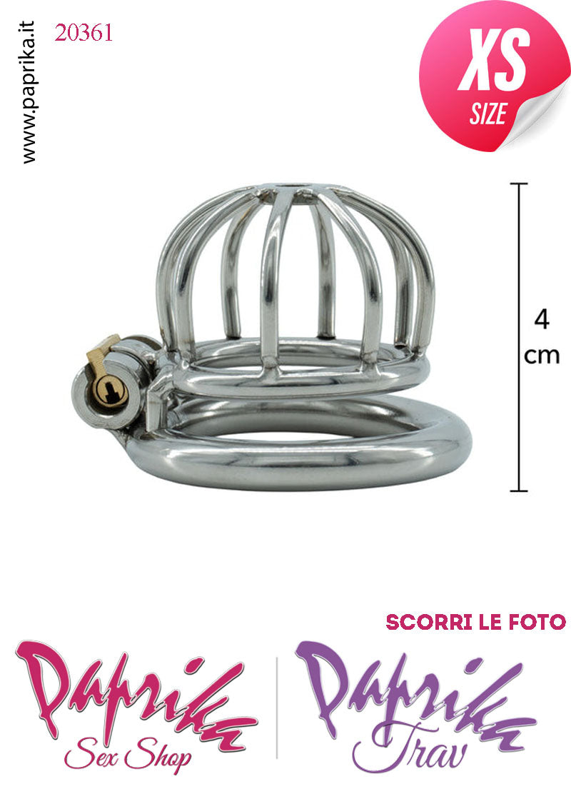 Cintura Di Castità Extra Small 3 Anelli Ø 40/45/50 Gabbietta Maschile Acciaio
