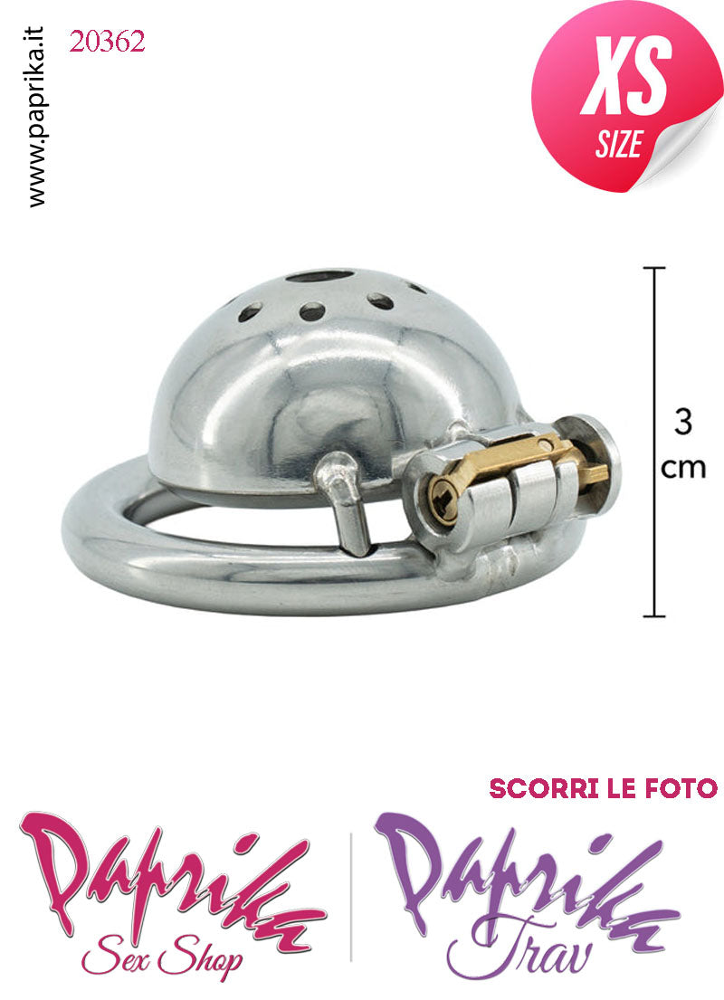 Cintura Di Castità Bombata Extra Small 3 Anelli Ø 40/45/50 Gabbietta Maschile Acciaio
