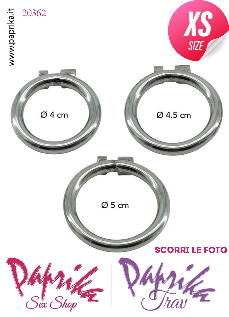 Cintura Di Castità Bombata Extra Small 3 Anelli Ø 40/45/50 Gabbietta Maschile Acciaio