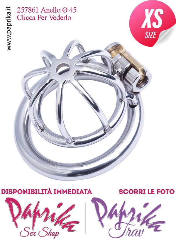 Cintura Di Castità Extra Small Anello Ø 45 Chastity Cage Gabbietta Maschile Acciaio
