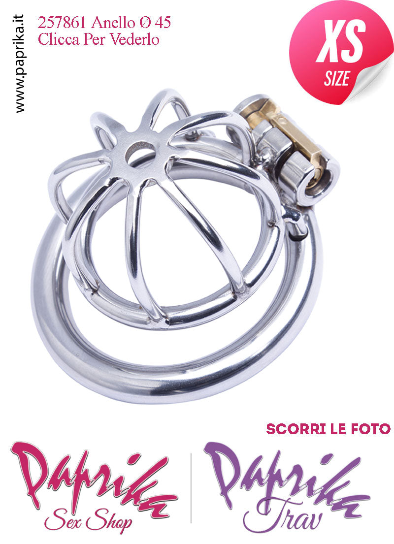 Cintura Di Castità Extra Small Anello Ø 45 Chastity Cage Gabbietta Maschile Acciaio