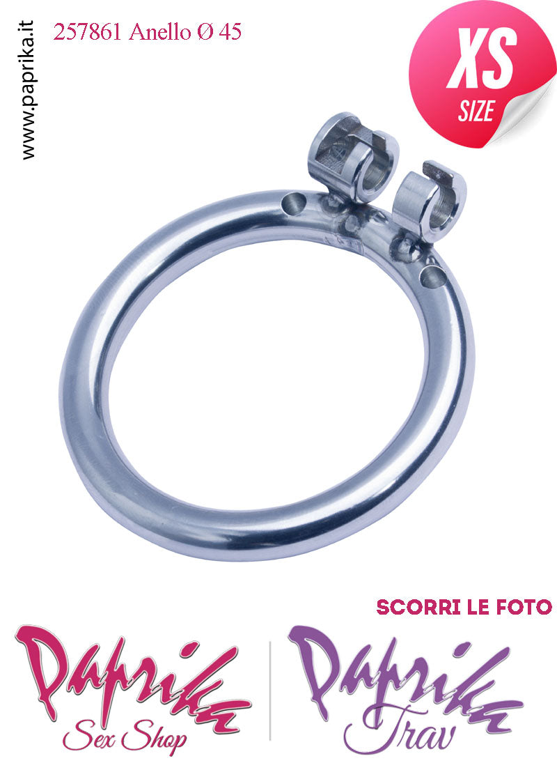 Cintura Di Castità Extra Small Anello Ø 45 Chastity Cage Gabbietta Maschile Acciaio