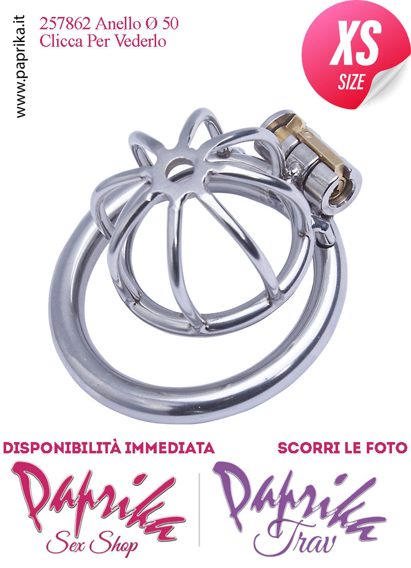 Cintura Di Castità Extra Small Anello Ø 50 Chastity Cage Gabbietta Maschile Acciaio