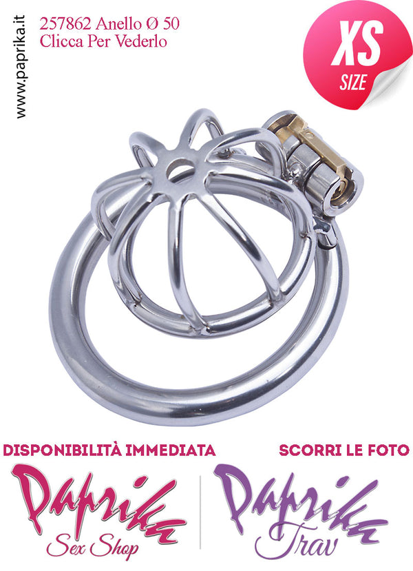 Cintura Di Castità Extra Small Anello Ø 50 Chastity Cage Gabbietta Maschile Acciaio