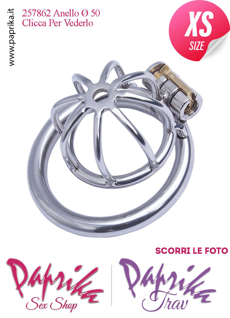 Cintura Di Castità Extra Small Anello Ø 50 Chastity Cage Gabbietta Maschile Acciaio
