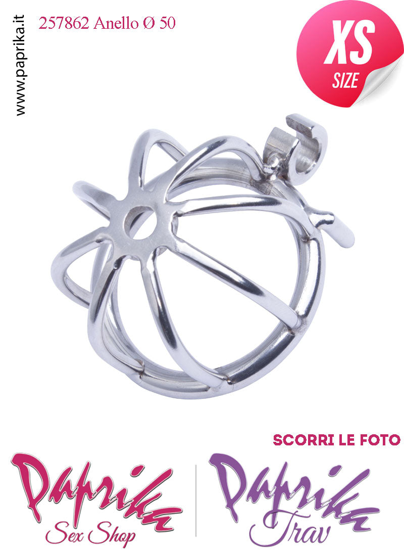 Cintura Di Castità Extra Small Anello Ø 50 Chastity Cage Gabbietta Maschile Acciaio