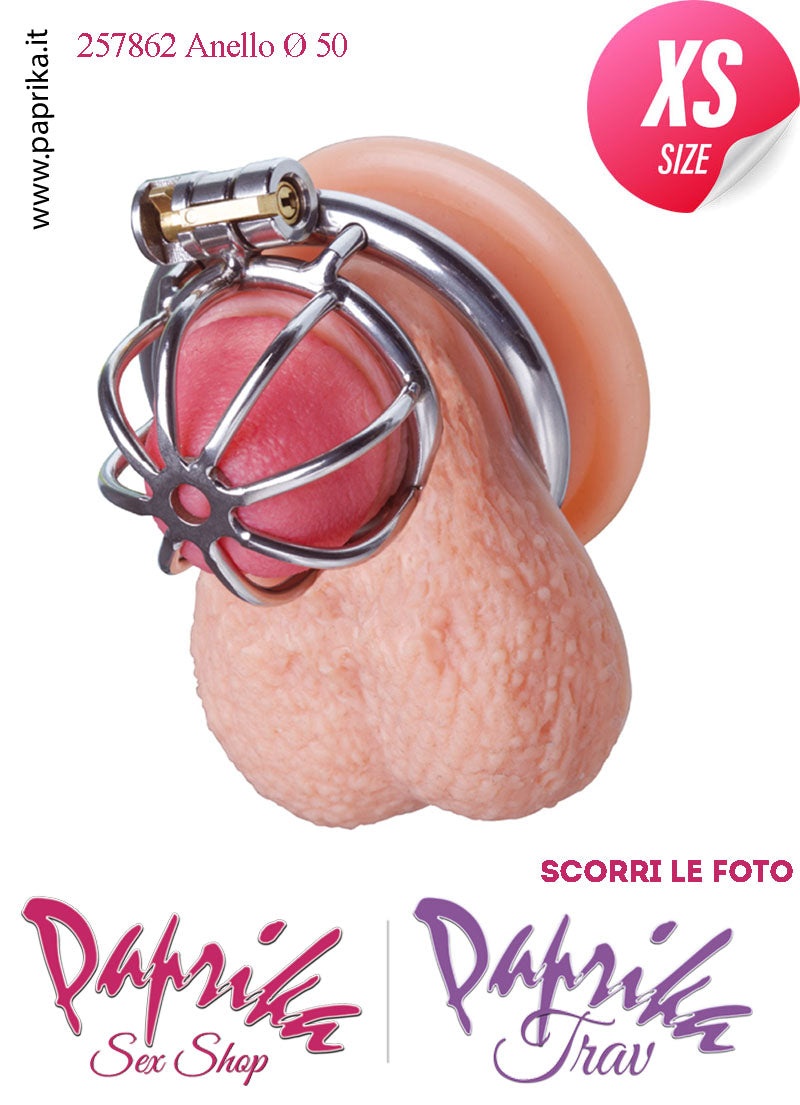 Cintura Di Castità Extra Small Anello Ø 50 Chastity Cage Gabbietta Maschile Acciaio