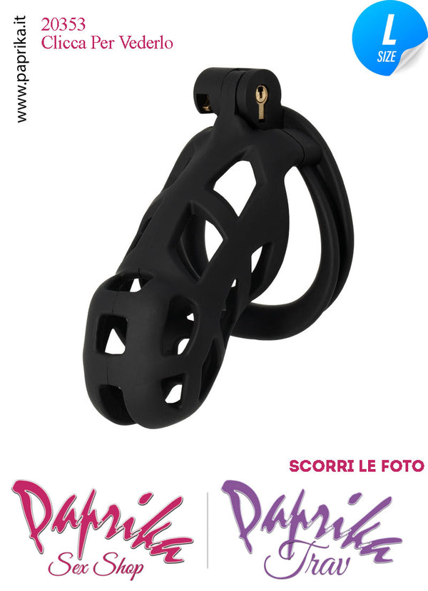 Cintura Di Castità Maschile Large Nera Chastity Cage Abs 4 Anelli