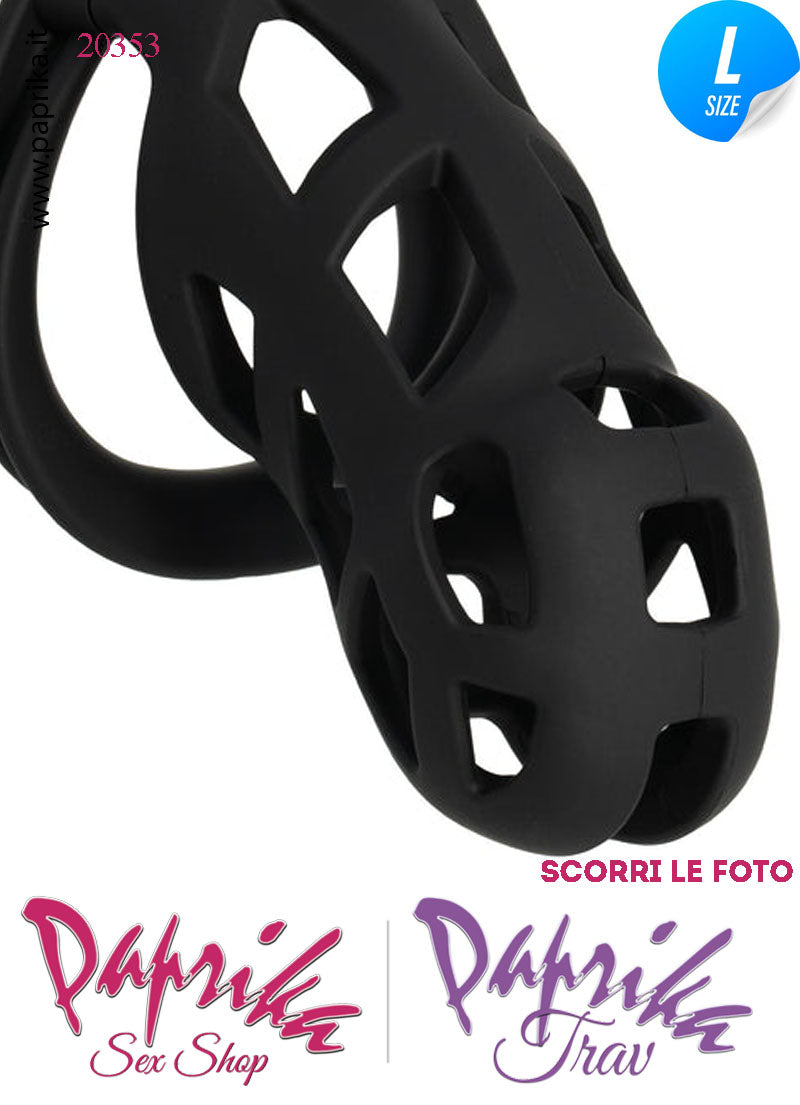 Cintura Di Castità Maschile Large Nera Chastity Cage Abs 4 Anelli