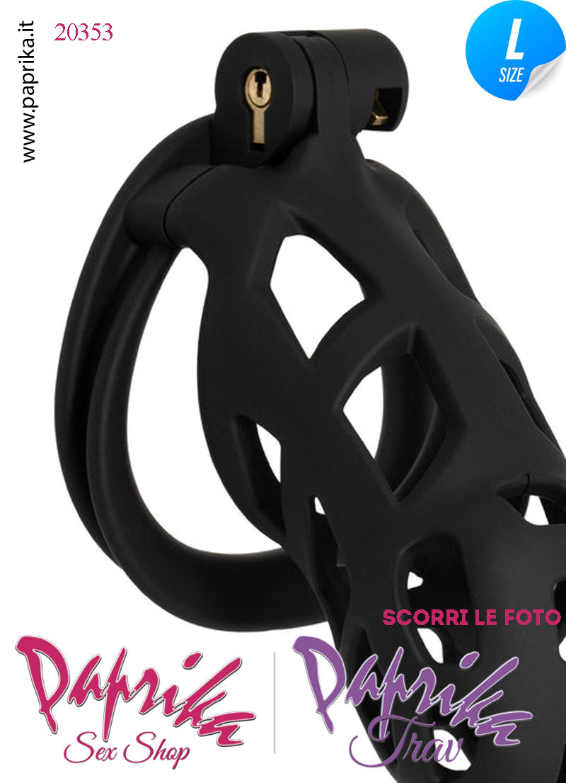 Cintura Di Castità Maschile Large Nera Chastity Cage Abs 4 Anelli