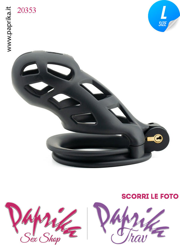 Cintura Di Castità Maschile Large Nera Chastity Cage Abs 4 Anelli