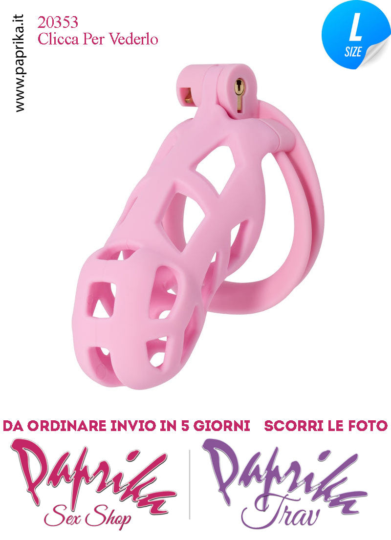 Cintura Di Castità Maschile Large Rosa Chastity Cage Abs 4 Anelli
