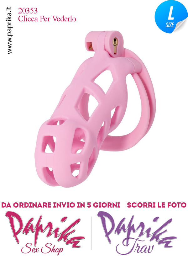 Cintura Di Castità Maschile Large Rosa Chastity Cage Abs 4 Anelli