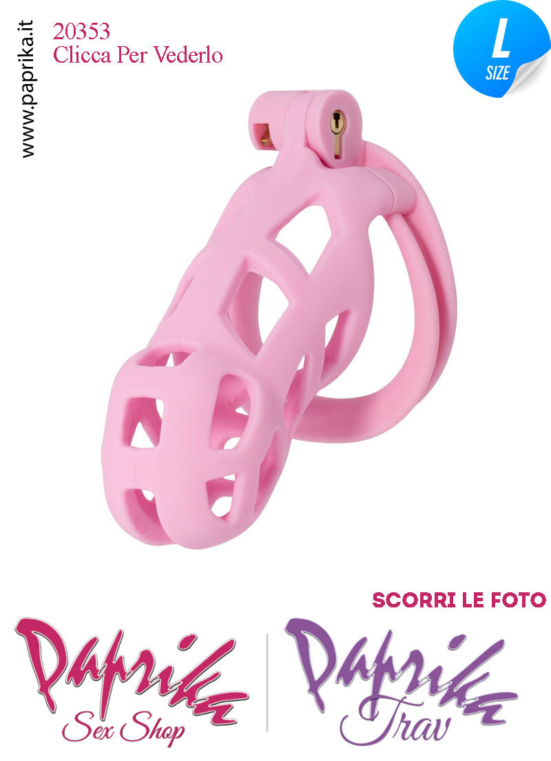 Cintura Di Castità Maschile Large Rosa Chastity Cage Abs 4 Anelli