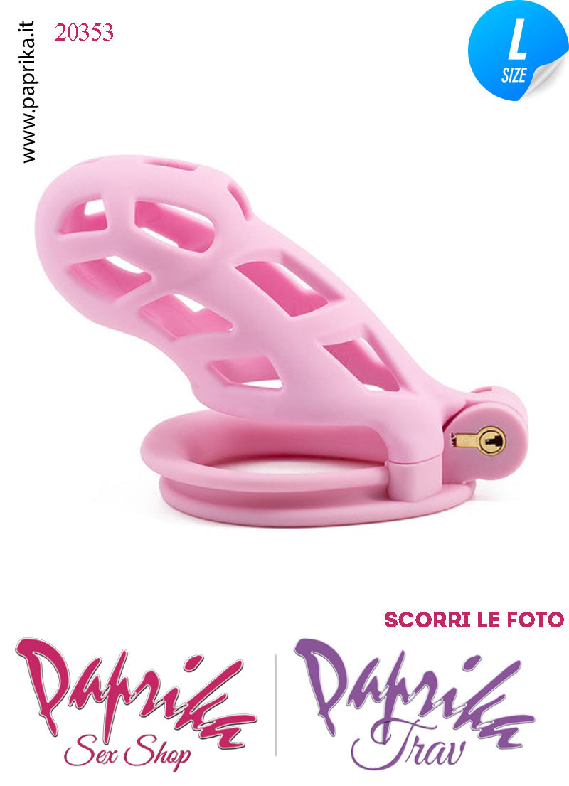 Cintura Di Castità Maschile Large Rosa Chastity Cage Abs 4 Anelli
