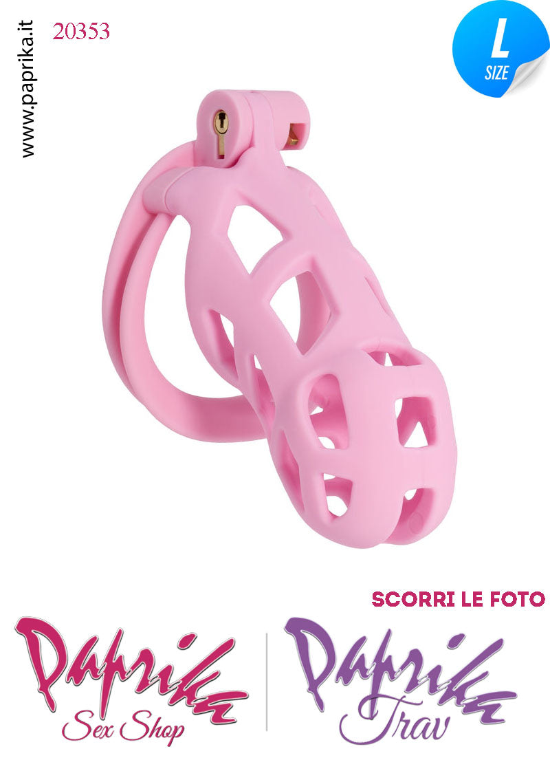 Cintura Di Castità Maschile Large Rosa Chastity Cage Abs 4 Anelli