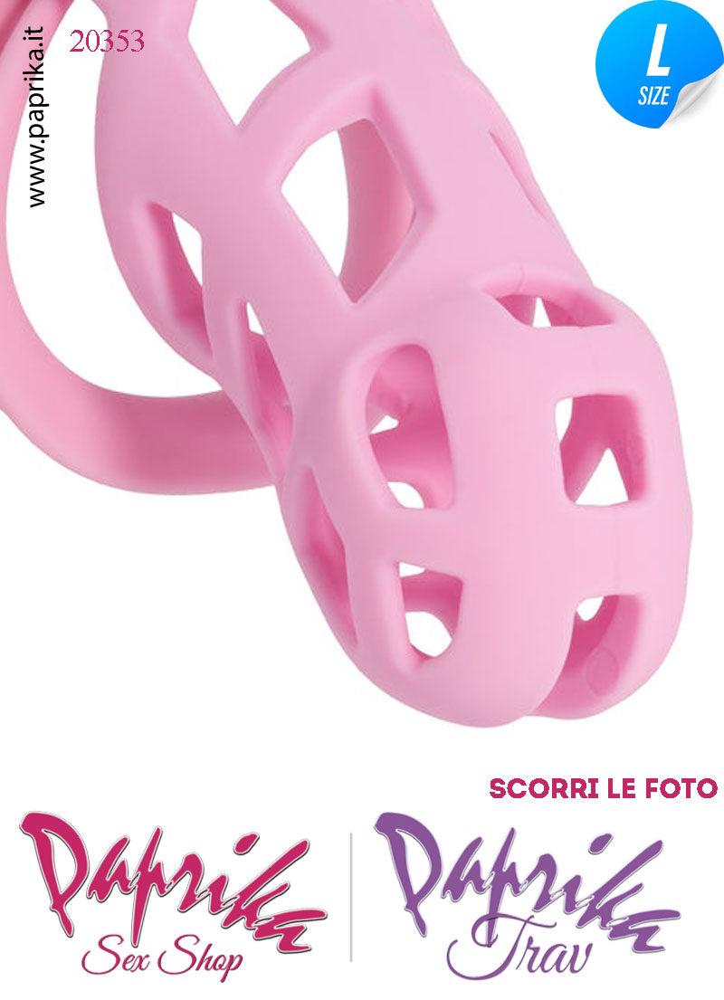 Cintura Di Castità Maschile Large Rosa Chastity Cage Abs 4 Anelli