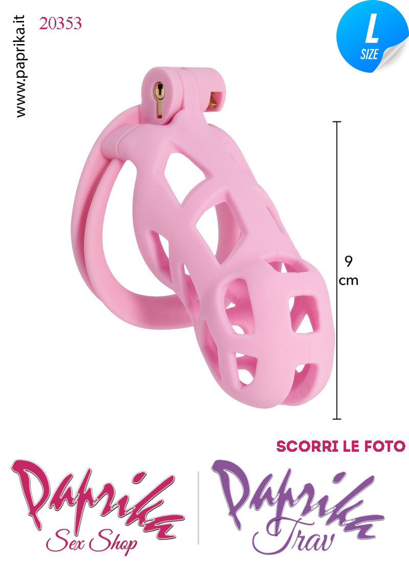 Cintura Di Castità Maschile Large Rosa Chastity Cage Abs 4 Anelli