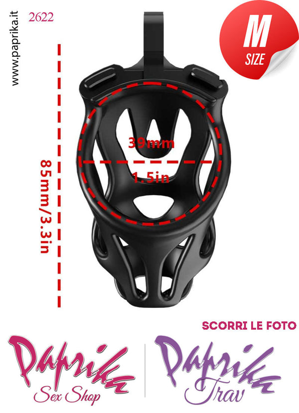 Cintura Di Castità Maschile Medium PC07 Dog Chastity Cage Abs Traforato 5 Anelli