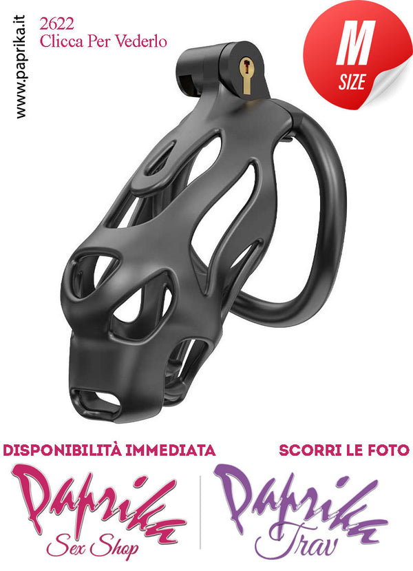 Cintura Di Castità Maschile Medium PC07 Dog Chastity Cage Abs Traforato 5 Anelli