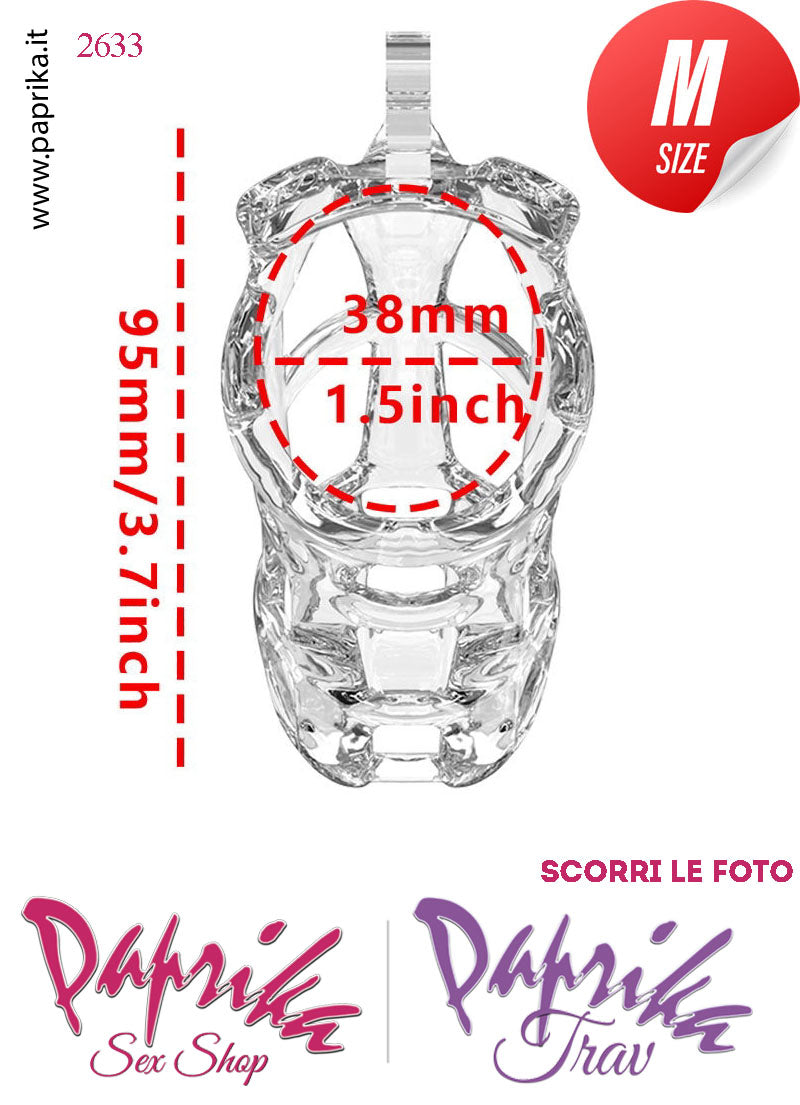 Cintura Di Castità Maschile Medium PC11 Chastity Cage Abs Apertura 5 Anelli