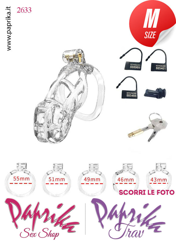 Cintura Di Castità Maschile Medium PC11 Chastity Cage Abs Apertura 5 Anelli