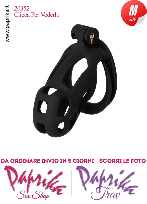 Cintura Di Castità Maschile Medium Nero Chastity Cage Abs 4 Anelli