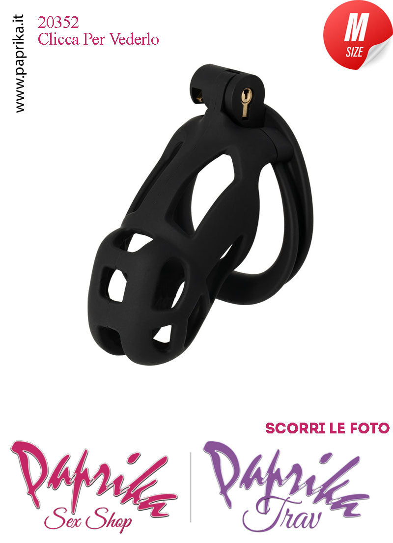 Cintura Di Castità Maschile Medium Nero Chastity Cage Abs 4 Anelli