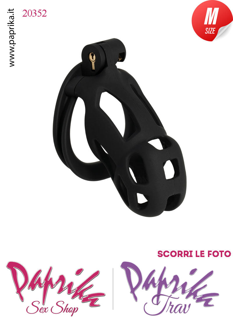 Cintura Di Castità Maschile Medium Nero Chastity Cage Abs 4 Anelli