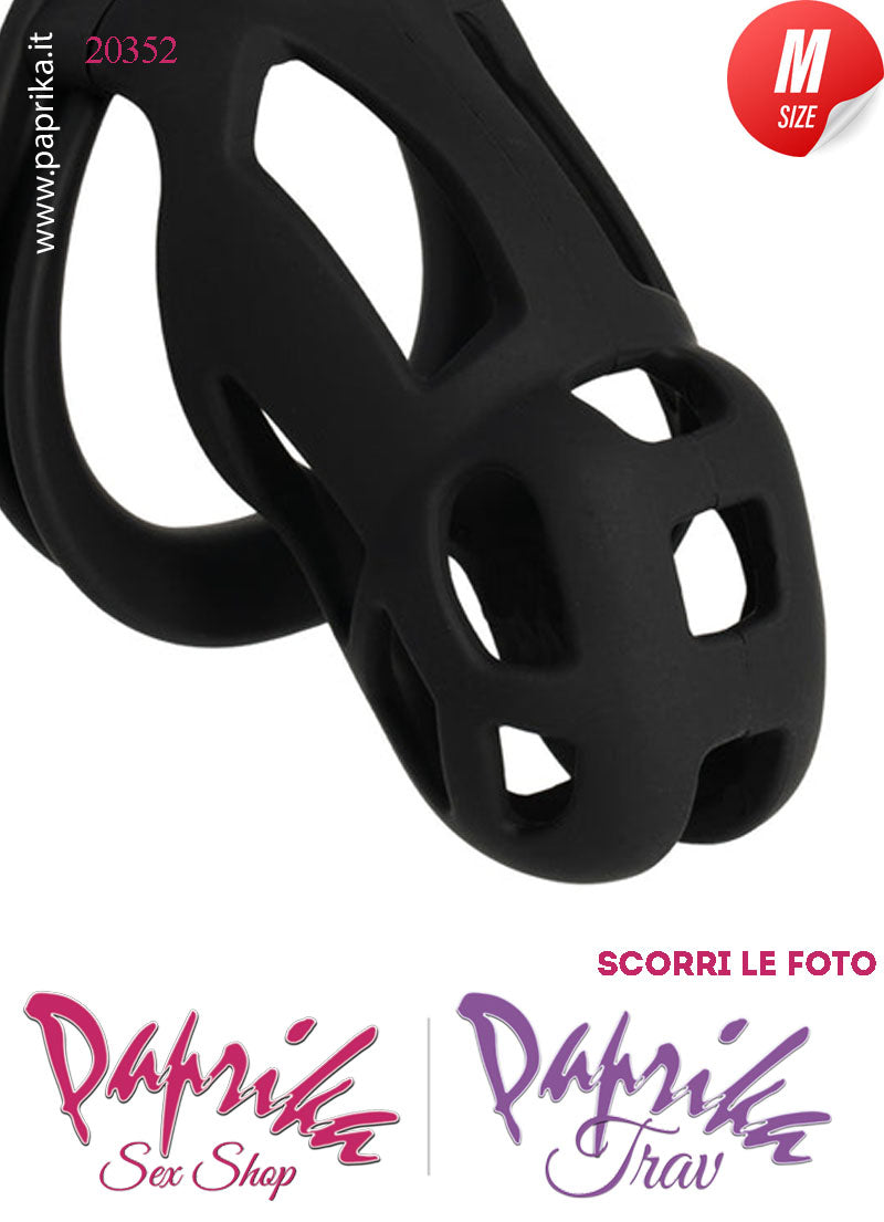 Cintura Di Castità Maschile Medium Nero Chastity Cage Abs 4 Anelli