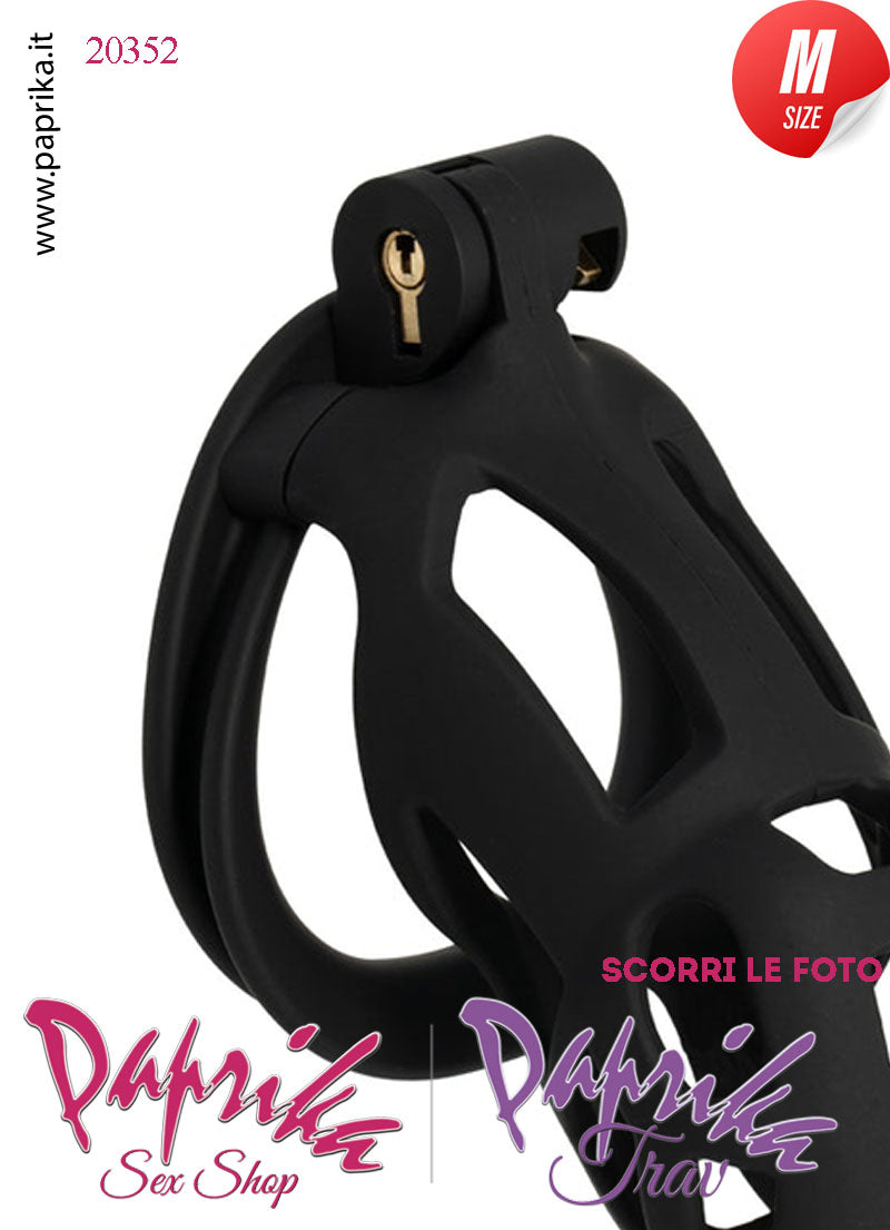 Cintura Di Castità Maschile Medium Nero Chastity Cage Abs 4 Anelli