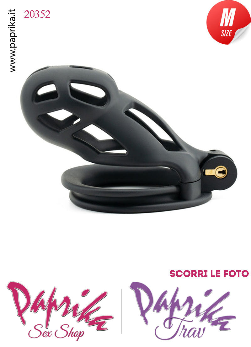 Cintura Di Castità Maschile Medium Nero Chastity Cage Abs 4 Anelli