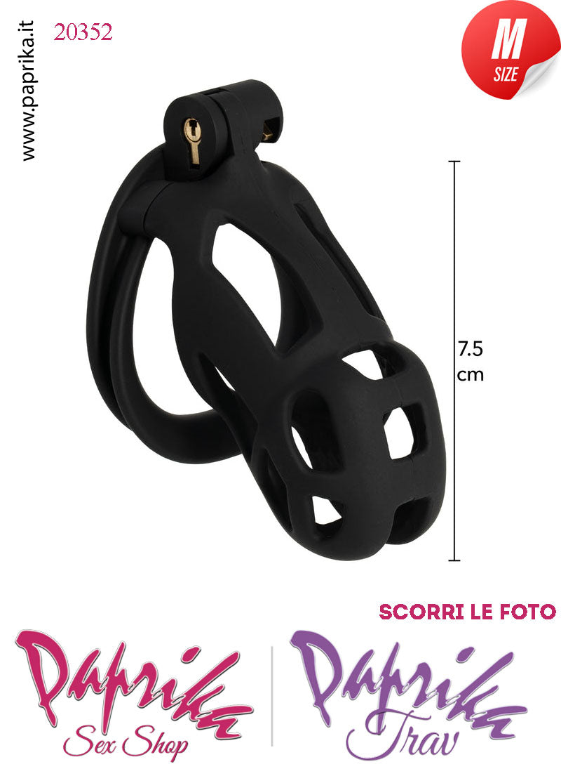 Cintura Di Castità Maschile Medium Nero Chastity Cage Abs 4 Anelli