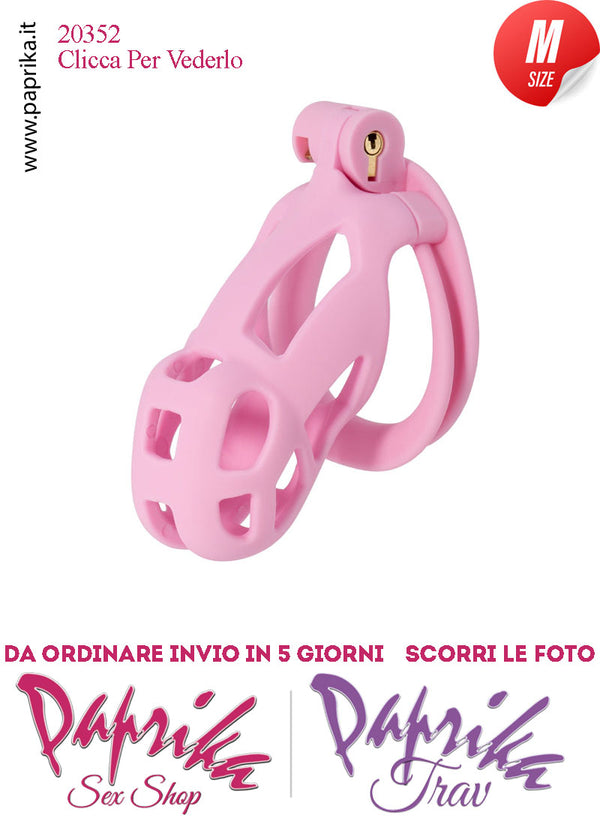 Cintura Di Castità Maschile Medium Rosa Chastity Cage Abs 4 Anelli