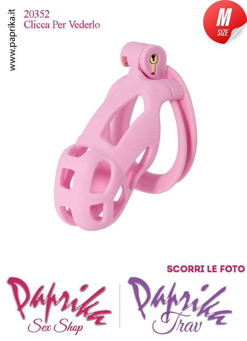 Cintura Di Castità Maschile Medium Rosa Chastity Cage Abs 4 Anelli