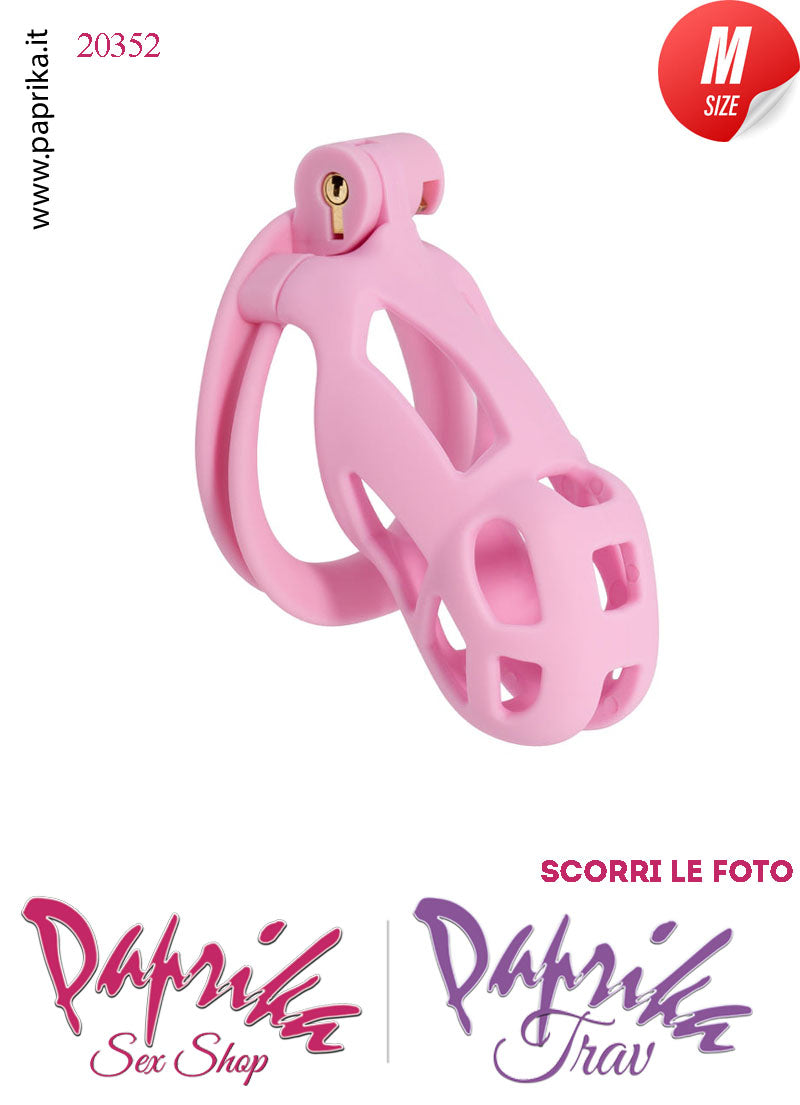 Cintura Di Castità Maschile Medium Rosa Chastity Cage Abs 4 Anelli