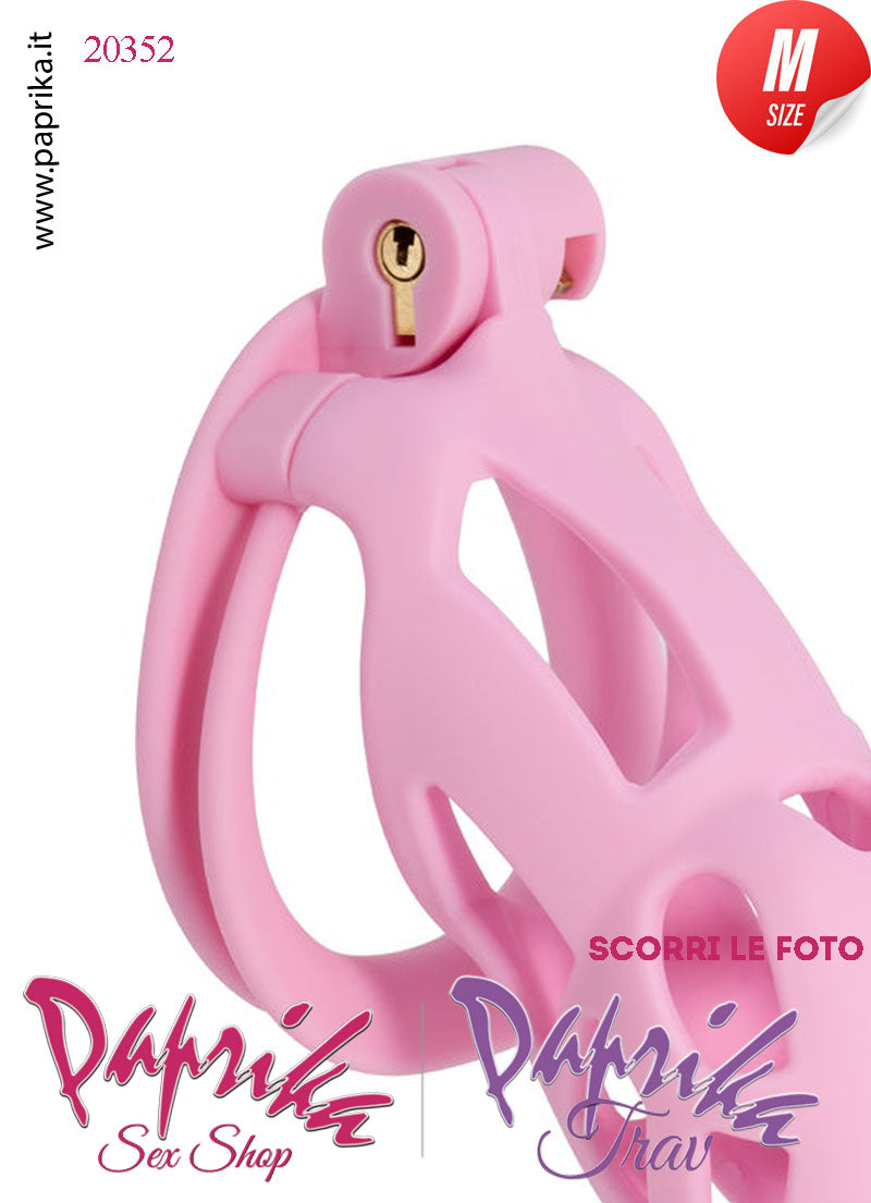Cintura Di Castità Maschile Medium Rosa Chastity Cage Abs 4 Anelli