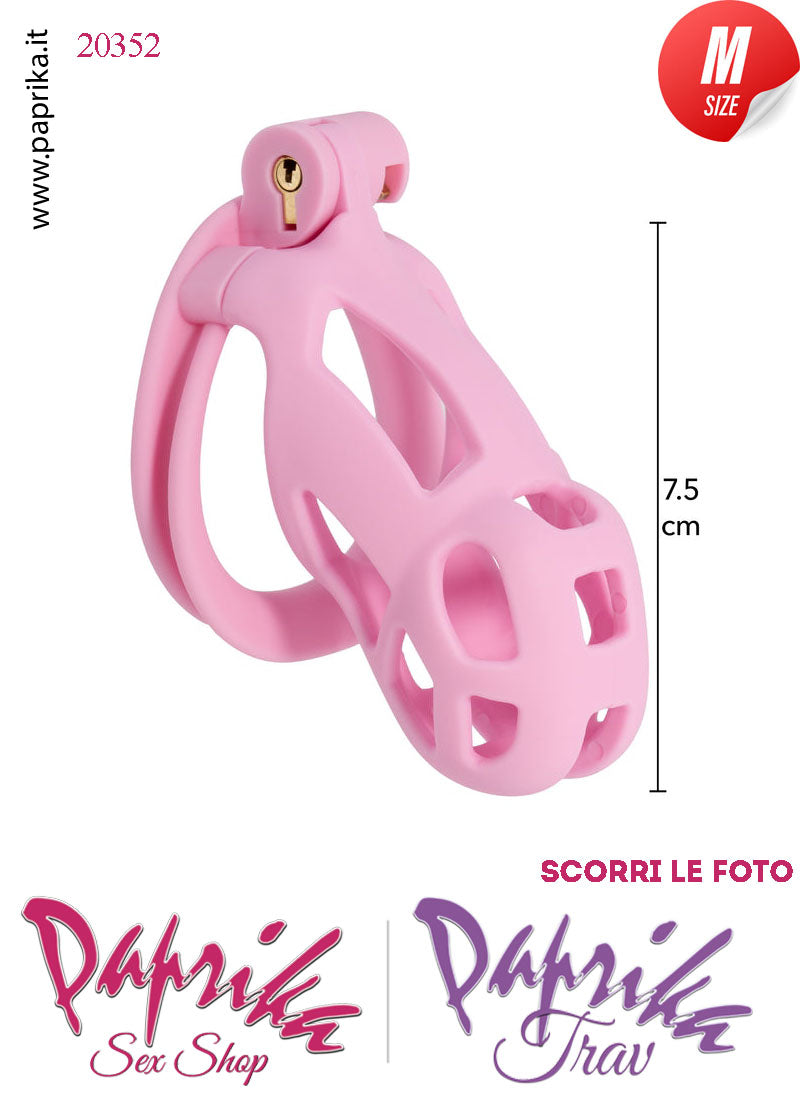 Cintura Di Castità Maschile Medium Rosa Chastity Cage Abs 4 Anelli