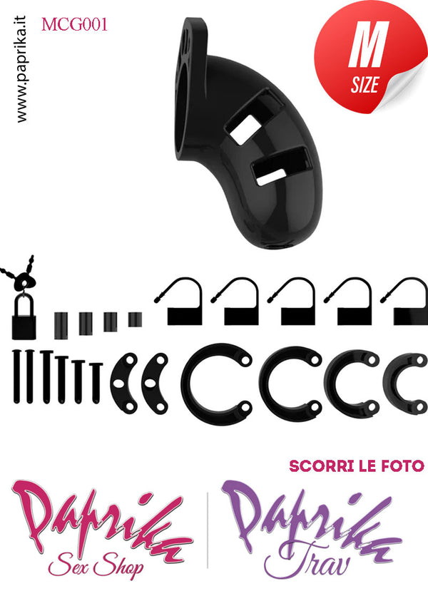 Cintura Di Castità Maschile Nera Chastity Cage Policarbonato Lucchetto Metallo