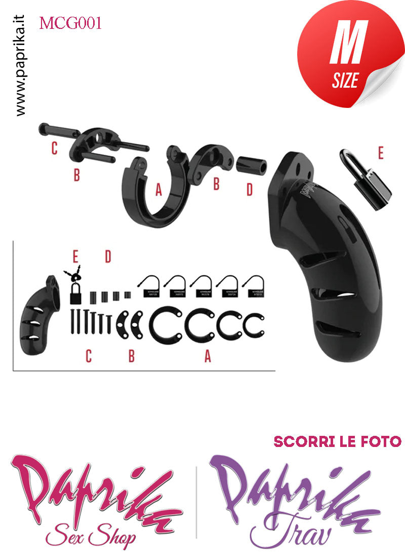 Cintura Di Castità Maschile Nera Chastity Cage Policarbonato Lucchetto Metallo