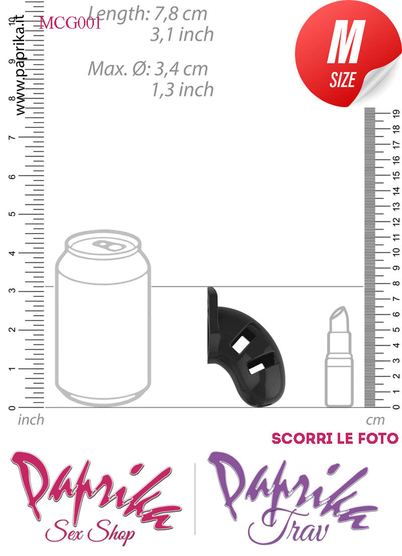 Cintura Di Castità Maschile Nera Chastity Cage Policarbonato Lucchetto Metallo