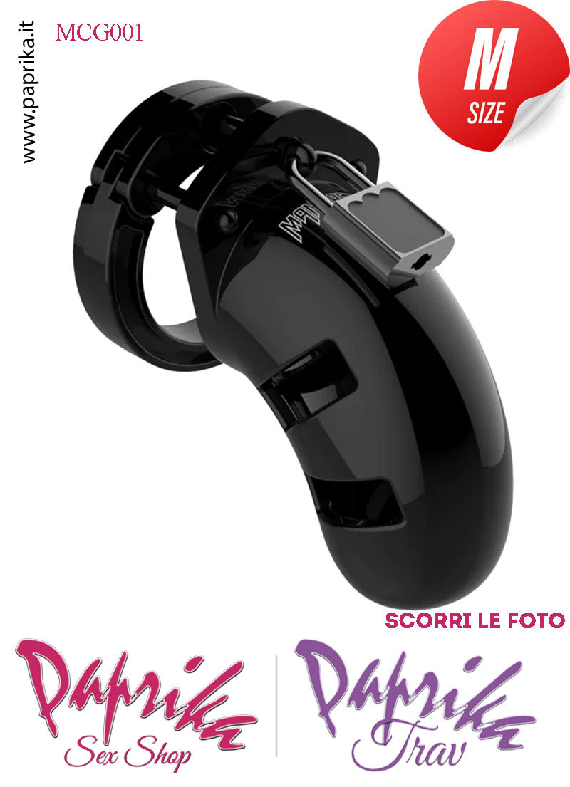 Cintura Di Castità Maschile Nera Chastity Cage Policarbonato Lucchetto Metallo