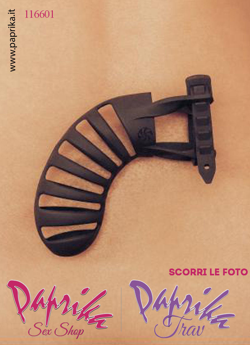 Cintura Di Castità Maschile Nera Large Chastity Cage Silicone Lunga